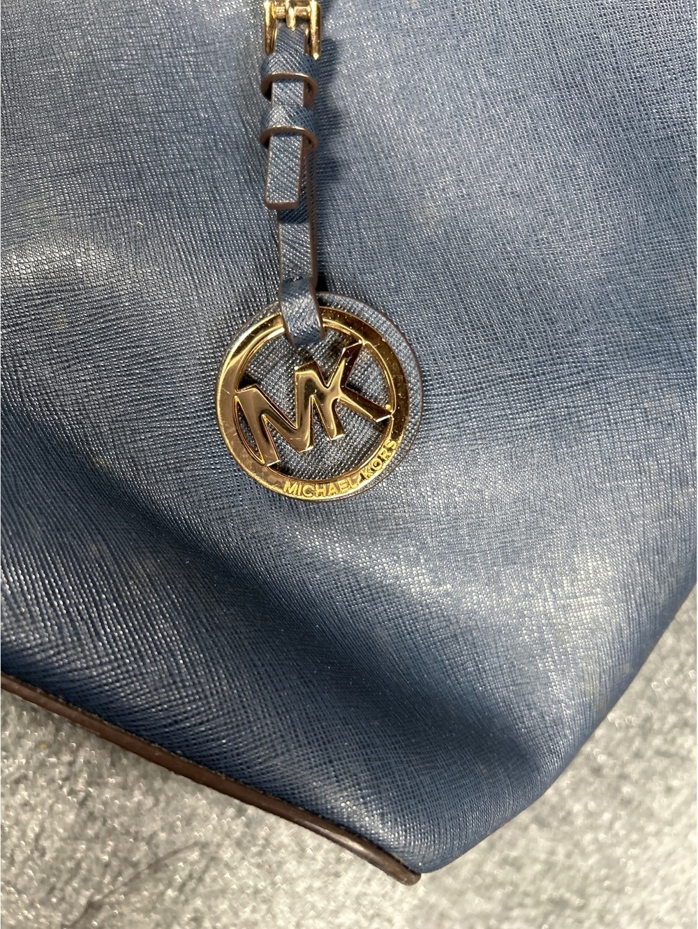 Michael Kors Navy Blue Saffiano Leather Tote Bag - Picture 3 of 7